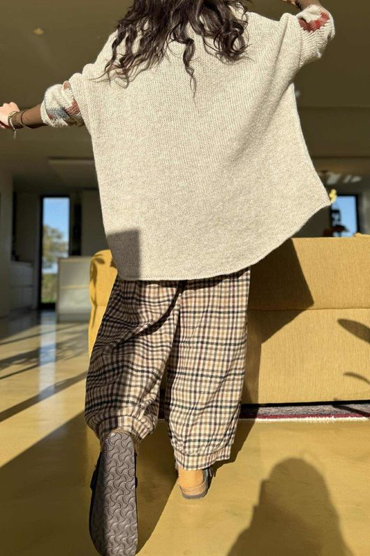 Big Softie Ombre Heart Slouch Knit Jumper Oatmeal