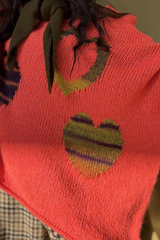 Big Softie Ombre Heart Slouch Knit Jumper Watermelon