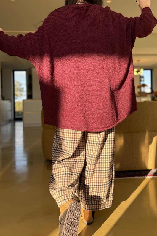 Big Softie Ombre Star Slouch Knit Jumper Burgundy