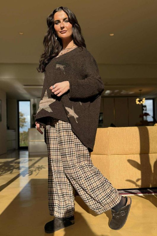 Big Softie Ombre Star Slouch Knit Jumper Coffee Bean