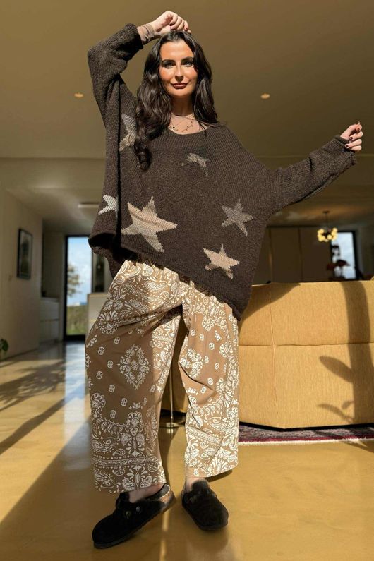 Big Softie Ombre Star Slouch Knit Jumper Coffee Bean