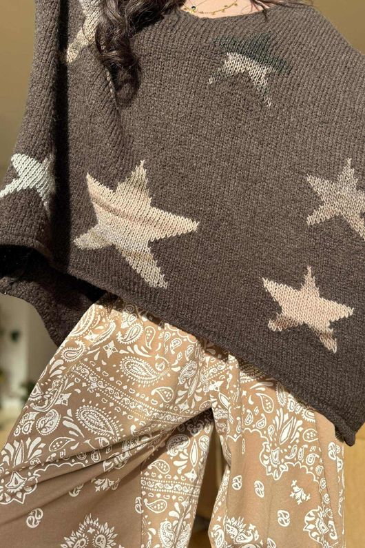 Big Softie Ombre Star Slouch Knit Jumper Coffee Bean