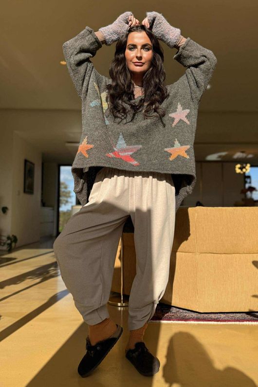 Big Softie Ombre Star Slouch Knit Jumper Earth