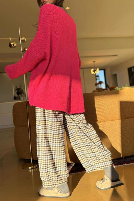 Big Softie Ombre Star Slouch Knit Jumper Hot Pink