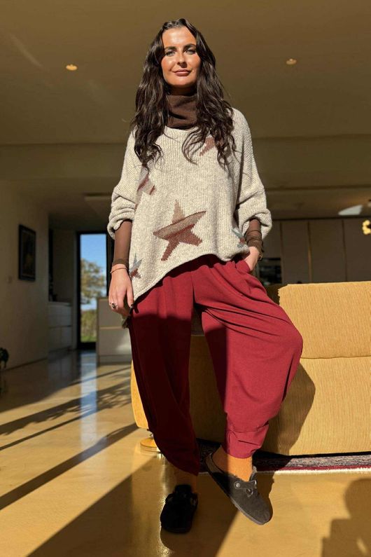 Big Softie Ombre Star Slouch Knit Jumper Oatmeal