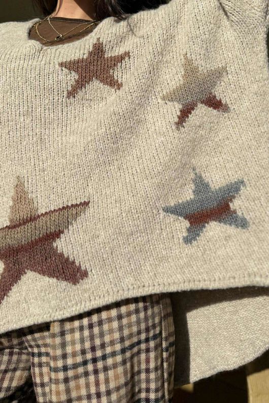 Big Softie Ombre Star Slouch Knit Jumper Oatmeal