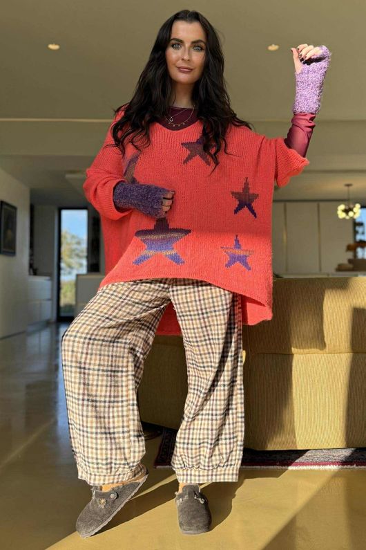 Big Softie Ombre Star Slouch Knit Jumper Watermelon 