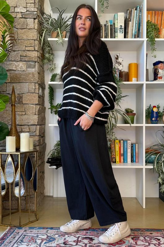 Big Softie Stripe Grunge Knit Black & White