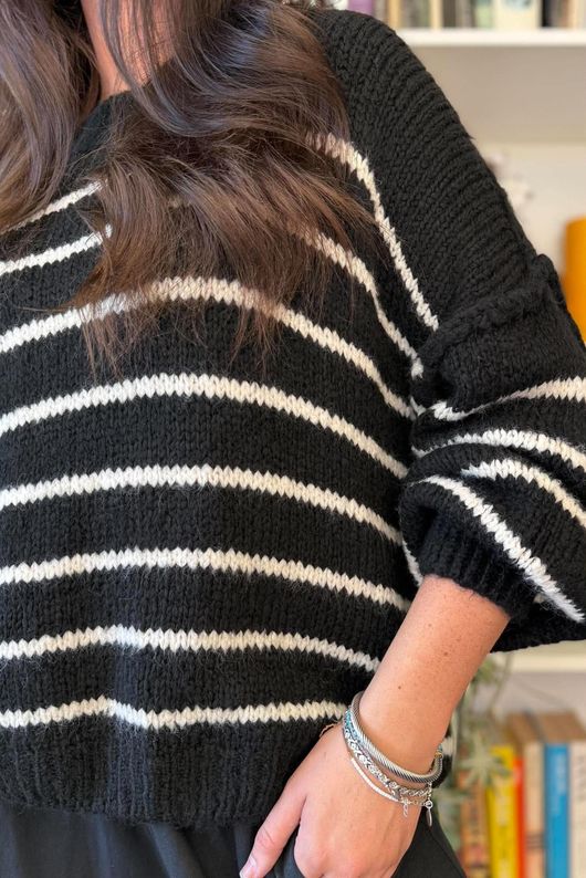 Big Softie Stripe Grunge Knit Black & White