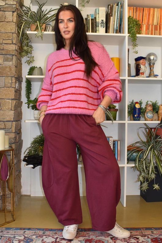 Big Softie Stripe Grunge Knit Bubblegum & Rouge