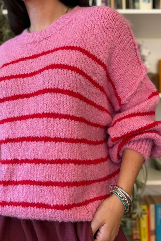 Big Softie Stripe Grunge Knit Bubblegum & Rouge