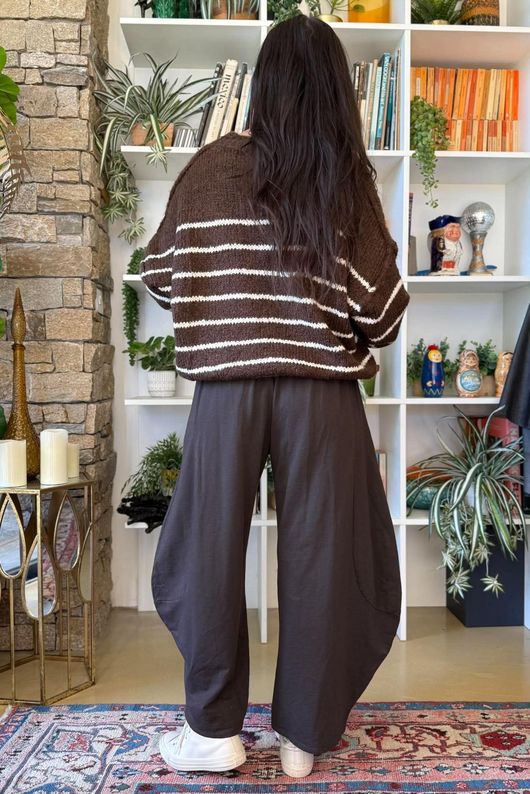 Big Softie Stripe Grunge Knit Chocolate & White