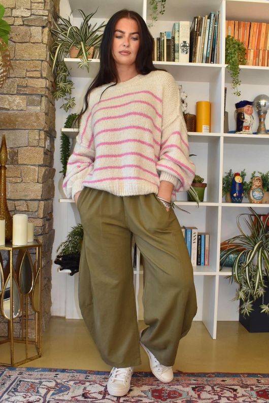 Big Softie Stripe Grunge Knit Ecru & Candy