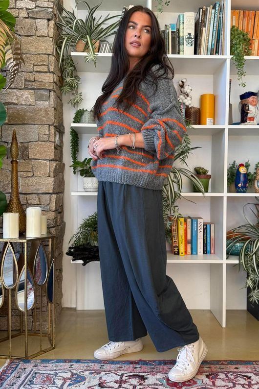Big Softie Stripe Grunge Knit Grey Marl & Aperol