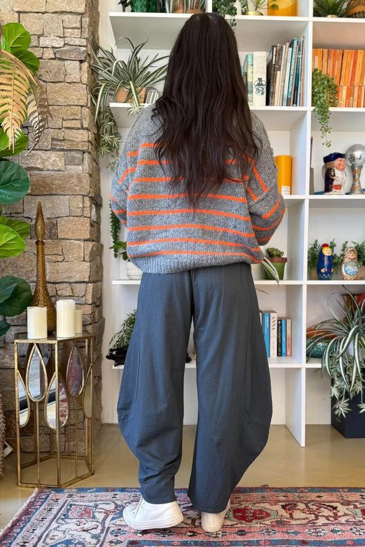 Big Softie Stripe Grunge Knit Grey Marl & Aperol