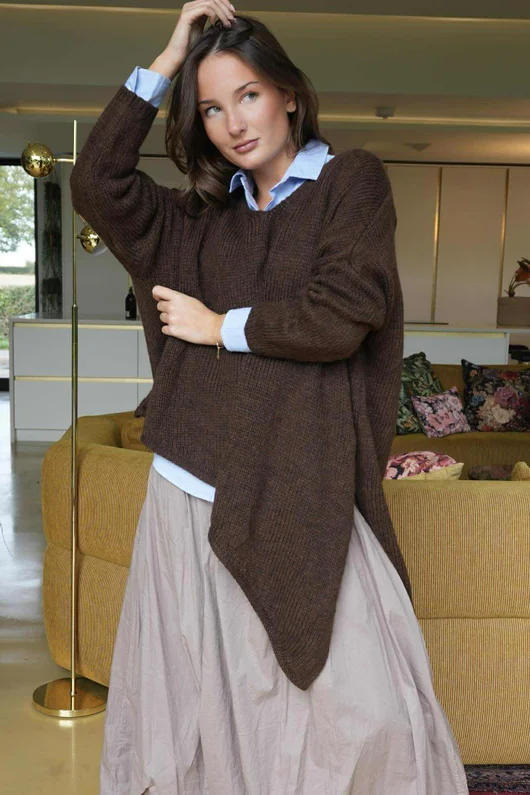  Big Softie Super Slant Knit Jumper Chocolate