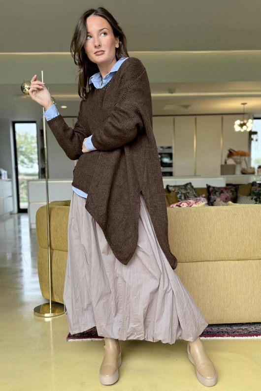  Big Softie Super Slant Knit Jumper Chocolate