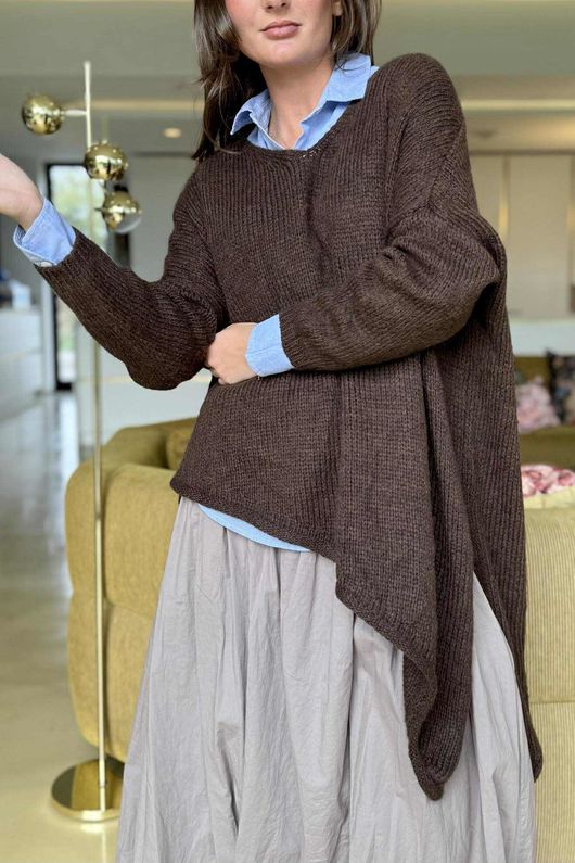  Big Softie Super Slant Knit Jumper Chocolate