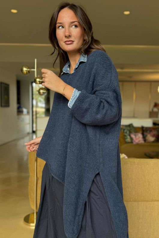  Big Softie Super Slant Knit Jumper Denim