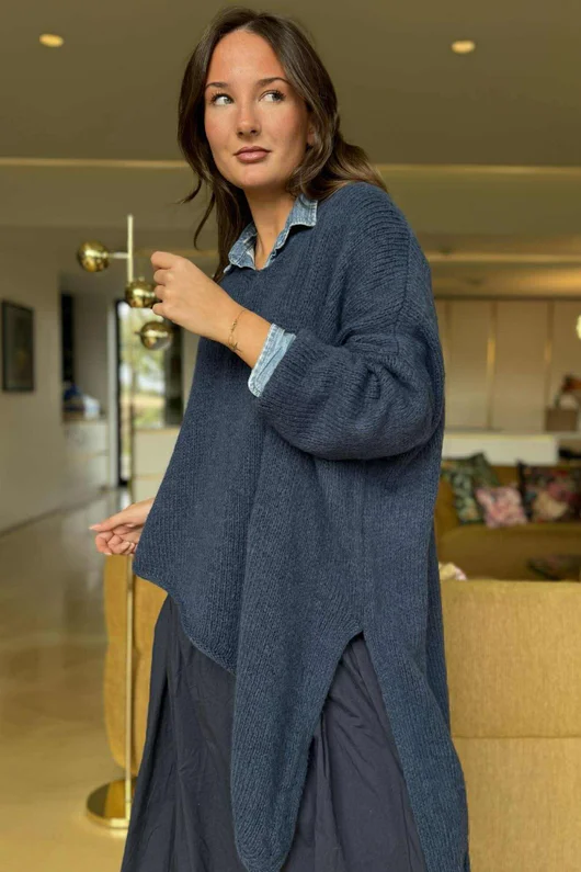  Big Softie Super Slant Knit Jumper Denim