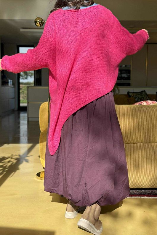  Big Softie Super Slant Knit Jumper Hot Pink