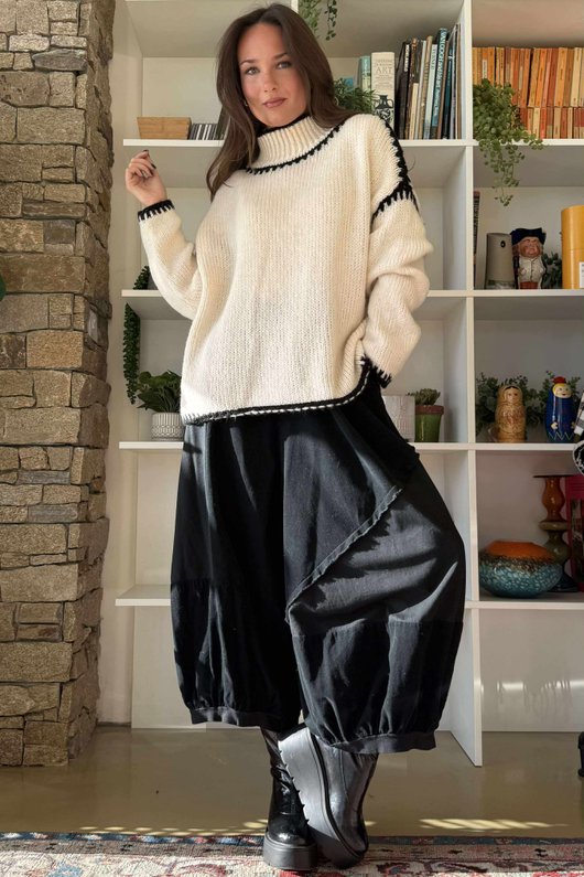  Big Softie Whipstitch Knit Jumper Ecru