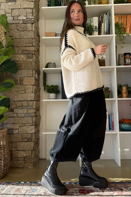  Big Softie Whipstitch Knit Jumper Ecru