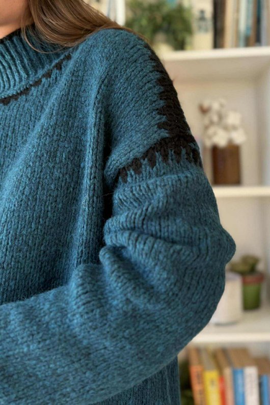  Big Softie Whipstitch Knit Jumper Teal
