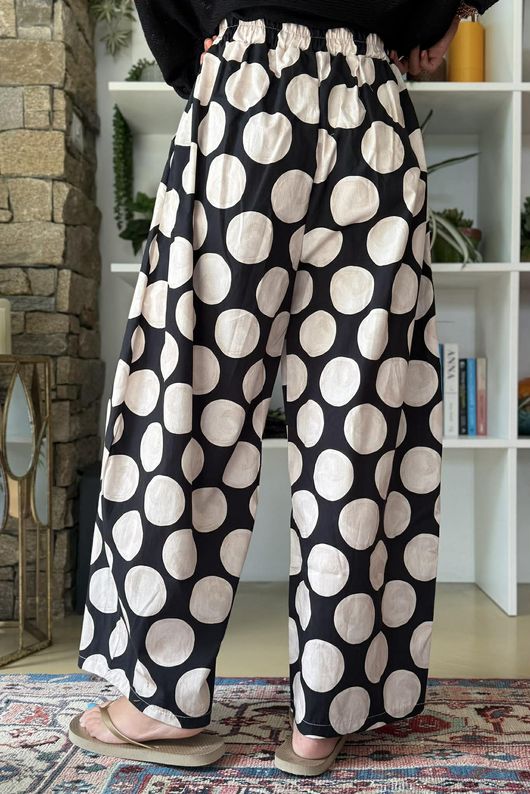 Bloc Spot Wide Barrel Pant Black & Stone