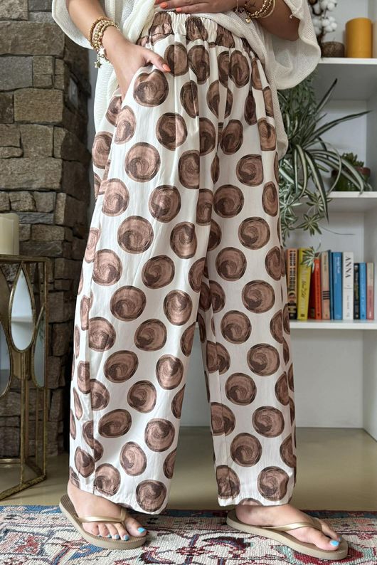 Bloc Spot Wide Barrel Pant Calico & Chocolate