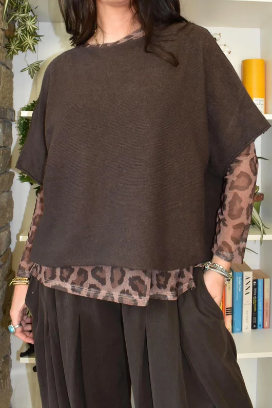 Bobby Mesh Layering Top Aliyah Leopard Chocolate
