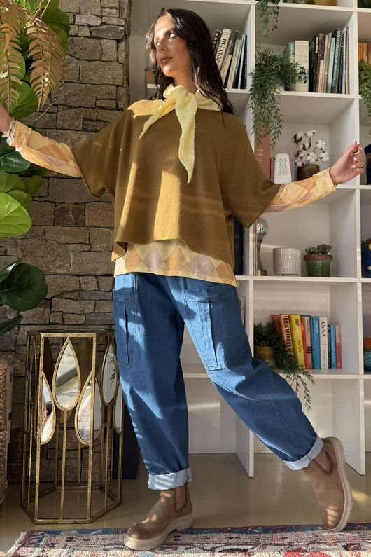 Bobby Mesh Layering Top Argyle B Lemon