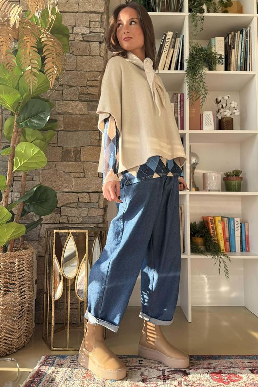 Bobby Mesh Layering Top Argyle B Navy