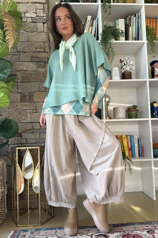 Bobby Mesh Layering Top Argyle B Sage