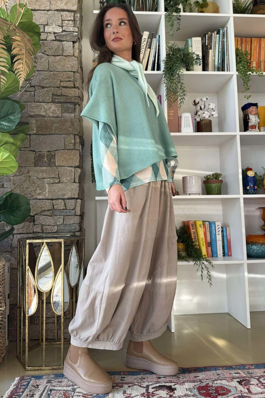 Bobby Mesh Layering Top Argyle B Sage