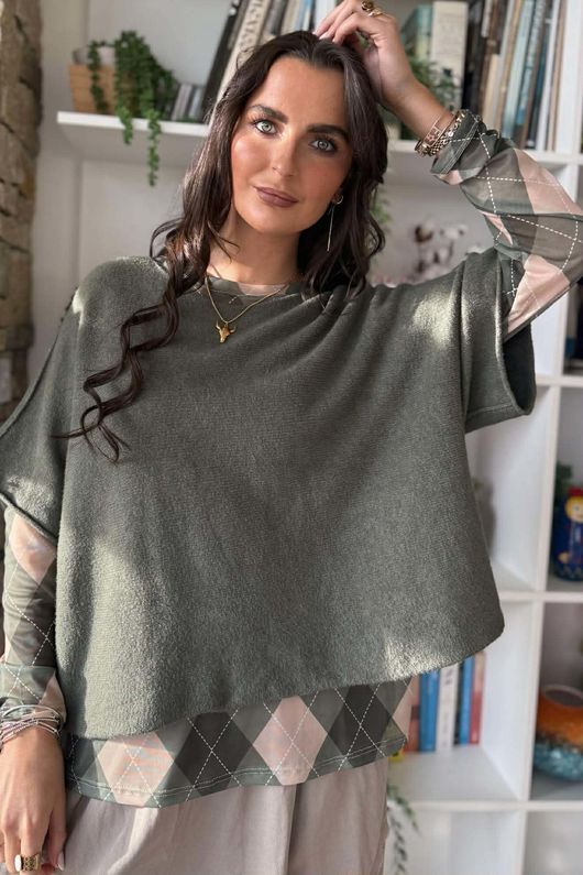 Bobby Mesh Layering Top Argyle B Soft Khaki /13=