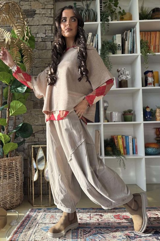 Bobby Mesh Layering Top Argyle B Soft Red