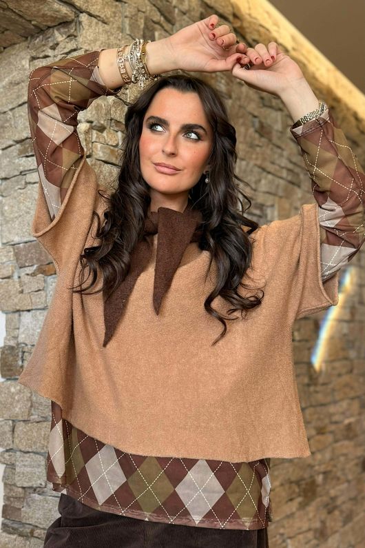 Bobby Mesh Layering Top Argyle Chocolate 