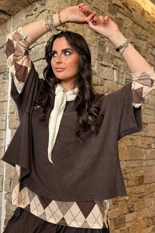 Bobby Mesh Layering Top Argyle Stone 