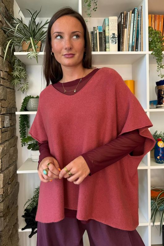 Bobby Mesh Layering Top Plain Burgundy 
