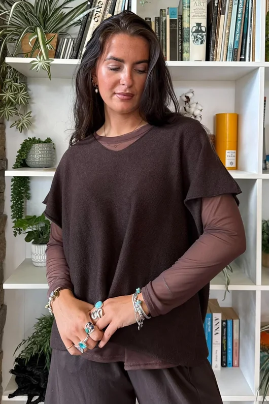 Bobby Mesh Layering Top Plain Chocolate 