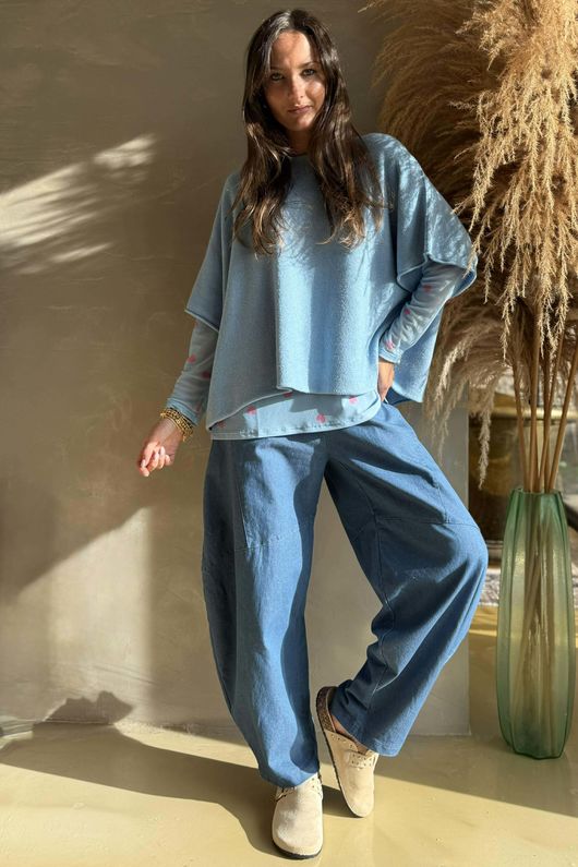 Bobby Mesh Layering Top Heart Baby Blue & Peony