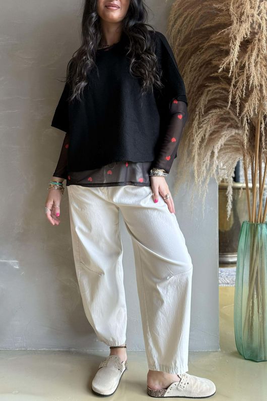 Bobby Mesh Layering Top Heart Black & Red