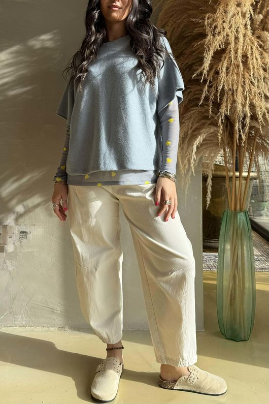 Bobby Mesh Layering Top Heart Grey & Yellow