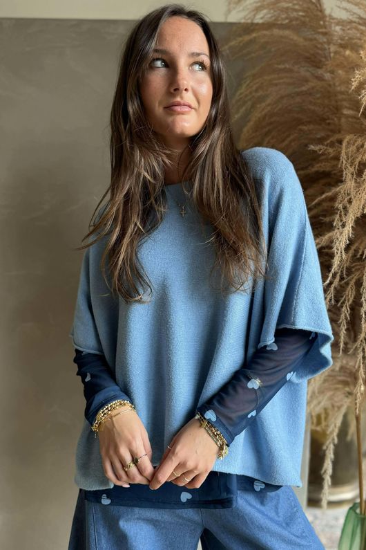 Bobby Mesh Layering Top Heart Navy & Denim **
