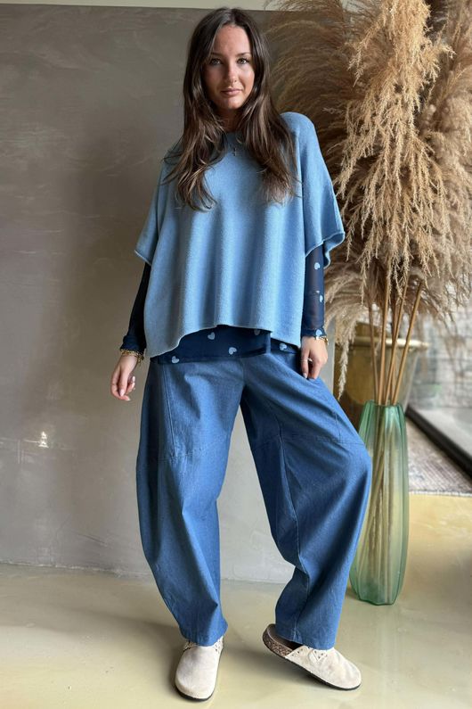 Bobby Mesh Layering Top Heart Navy & Denim