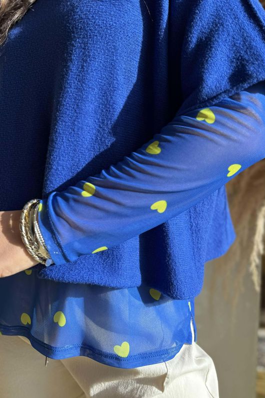 Bobby Mesh Layering Top Heart Cobalt & Lime
