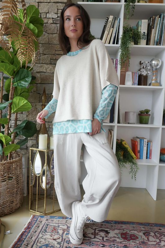 Bobby Mesh Layering Top Leopard Aqua /11=