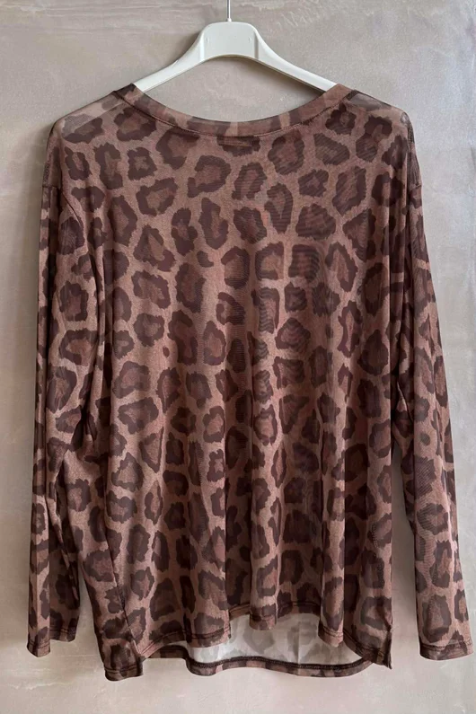 Bobby Mesh Layering Top Leopard Camel