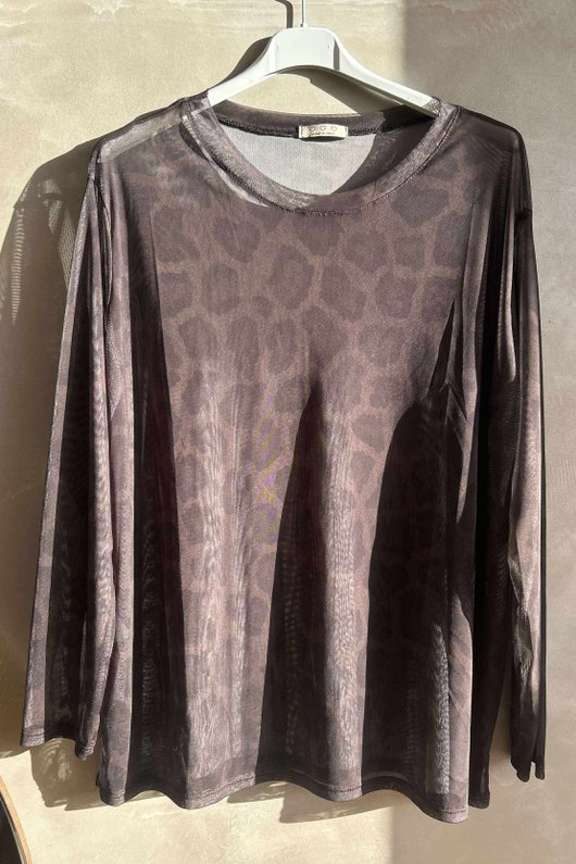 Bobby Mesh Layering Top Leopard Chocolate /3/20= Pre order approx 5 days 